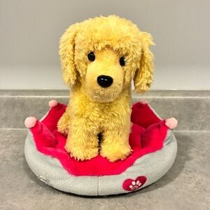 American Girl apricot poodle puppy with crown pet bed